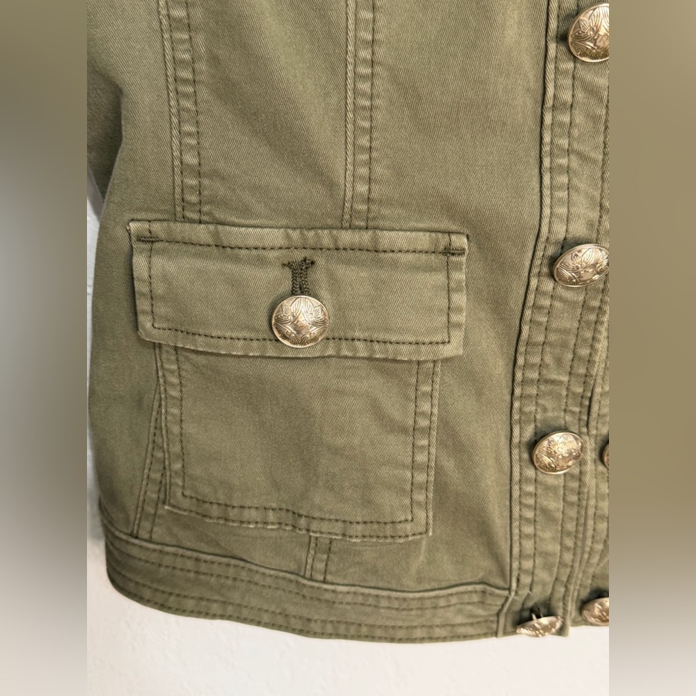 WHBM Military Band Jacket Olive Green Officer Coat  Gold Crest Buttons - Size 6 - Picture 5 of 15